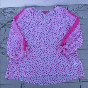 Sugar women’s Blouse with Pink Dots and Tie Sleeves
